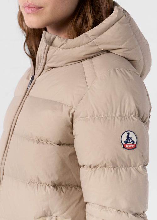 Johanna straight-cut hooded down jacket Beige - JOTT UK - 5