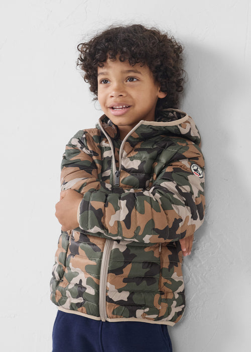 Light hooded down jacket Camo brown sugar Hugo print - JOTT UK - 3