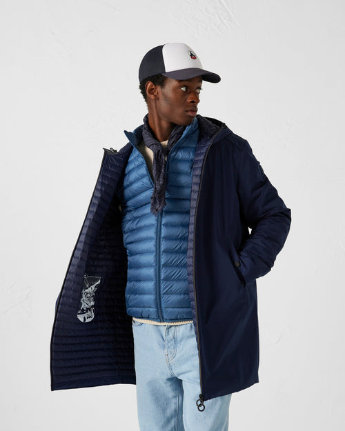Navy Boris ultralight long jacket with hood - JOTT UK - 3
