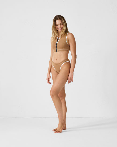 Tawny brown neoprene bikini top Jennie - JOTT UK - 3