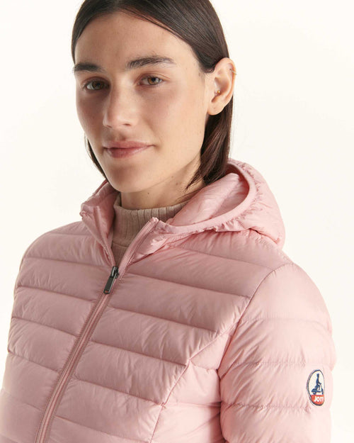 Peach pink Cloe lightweight hooded puffer jacket - JOTT UK - 3
