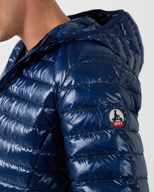 Lightweight Hooded Down Jacket Shiny Navy Nico - JOTT UK - 5