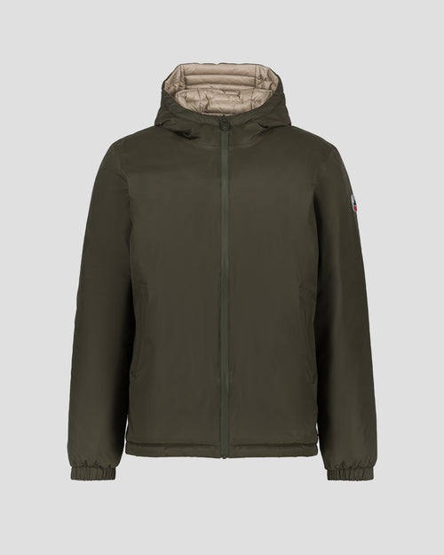 Chicago 2.0 Ultralight reversible hooded winter jacket Army/Beige - JOTT UK - 2