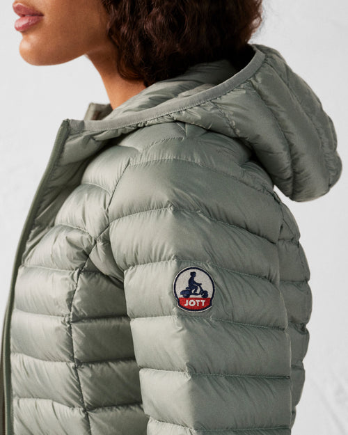 Lightweight hooded down jacket Mineral green Cloe - JOTT UK - 5