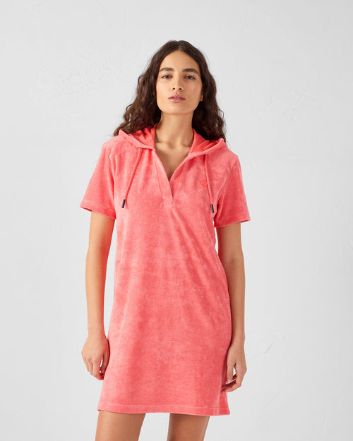 Sunset coral Mira towelling dress - JOTT UK - 3
