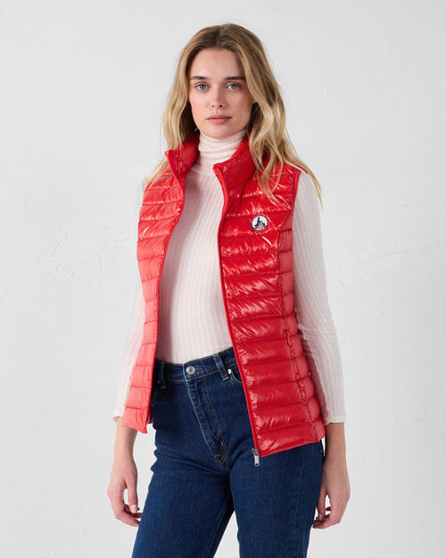 Lightweight sleeveless down jacket Shiny carmine red Seda - JOTT UK - 3