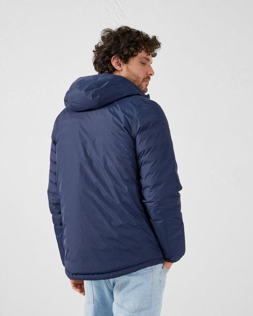 Navy Bergen 2.0 reversible hooded down jacket - JOTT UK - 4