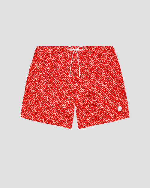 Mono flame red Niolon monogram swim shorts - JOTT UK - 2