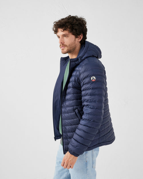 Navy Bergen 2.0 reversible hooded down jacket - JOTT UK - 3