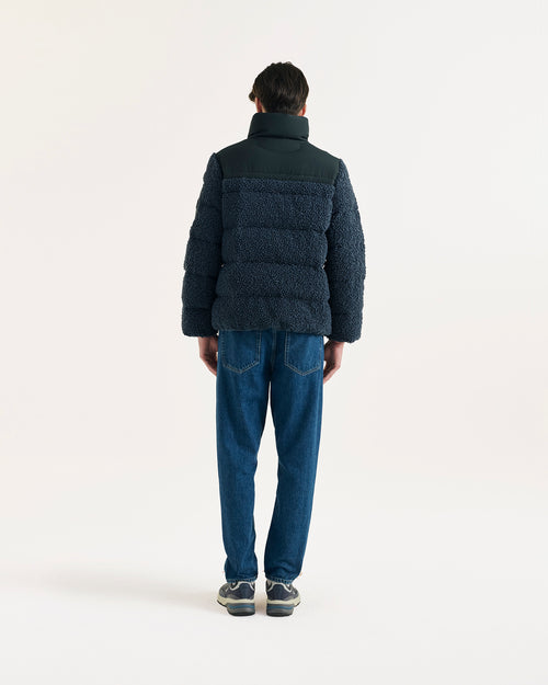 Matheo Extreme Cold bi-material sherpa fleece down jacket Navy - JOTT UK - 4