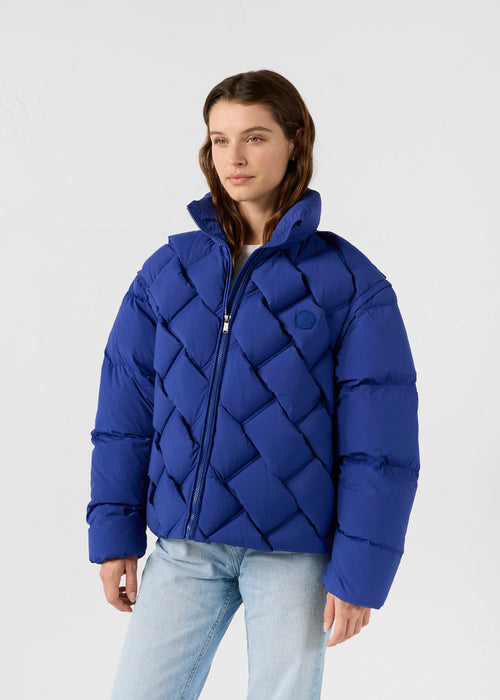 Great Cold puffer jacket Braided Cobalt Blue Alya - JOTT UK - 3