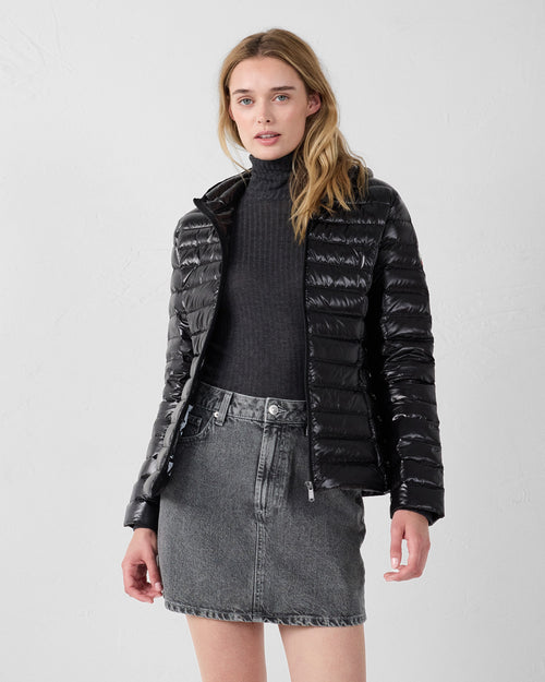 Lightweight hooded down jacket Shiny Black Cloe - JOTT UK - 3
