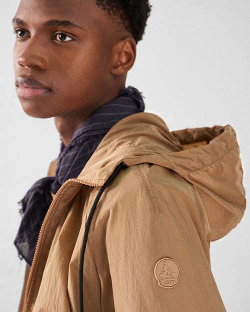 Tawny brown Storm windproof jacket with hood - JOTT UK - 5