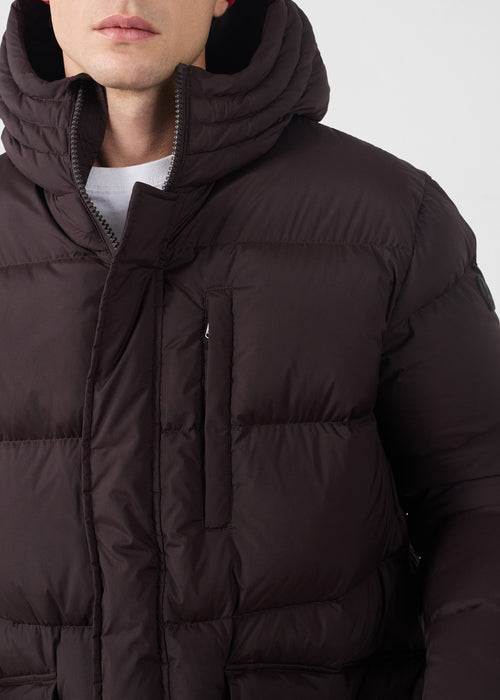 Great cold stretch mid-length down jacket Black coffee Scott - JOTT UK - 5