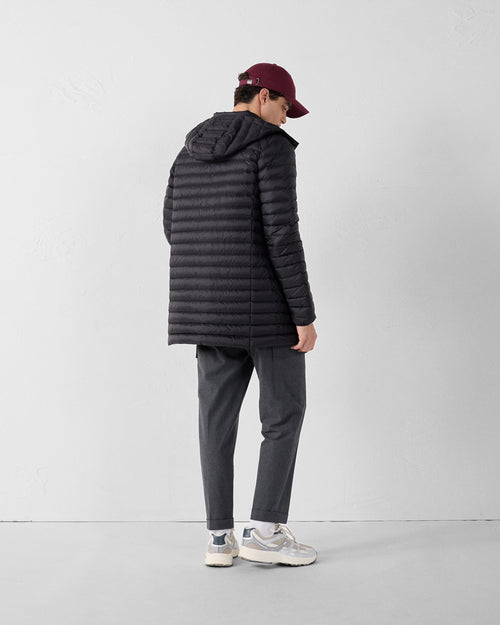 Mid-length hooded down jacket Black Xavier - JOTT UK - 4