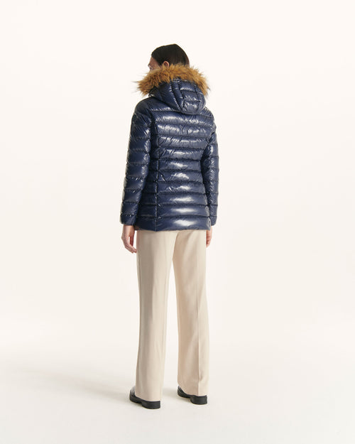 Grand Froid Navy Perle lacquered mid-length jacket - JOTT UK - 4