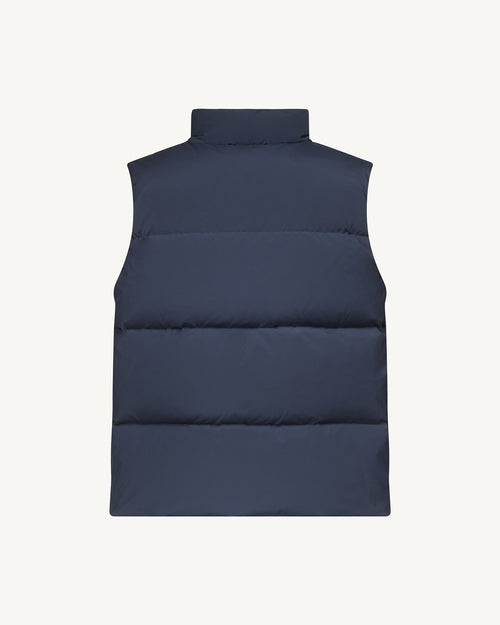Nagal mixed material sleeveless puffer-style down jacket Navy - JOTT UK - 2