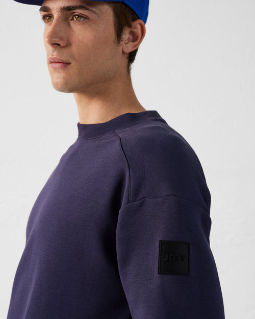 Navy Alphonse bi-fabric round-neck sweatshirt - JOTT UK - 3