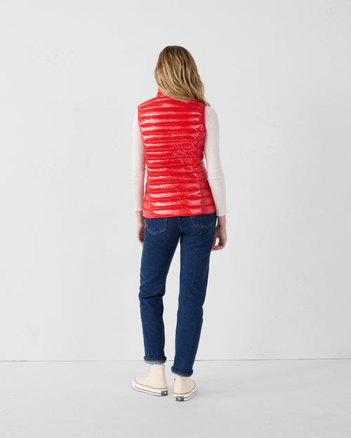 Lightweight sleeveless down jacket Shiny carmine red Seda - JOTT UK - 4