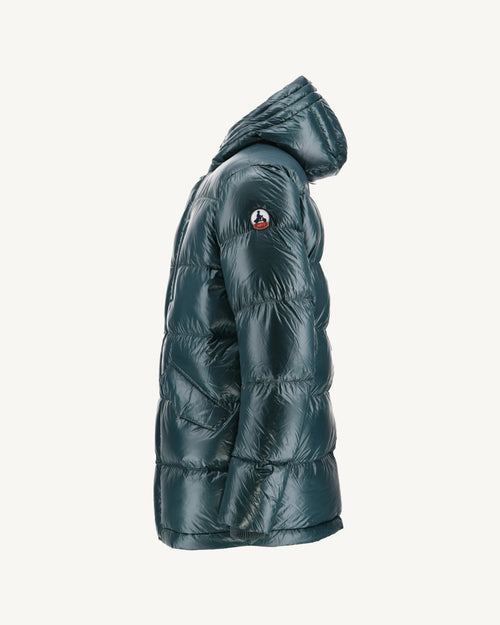 Dark Green Hooded lacquered down jacket Claus - JOTT UK - 2