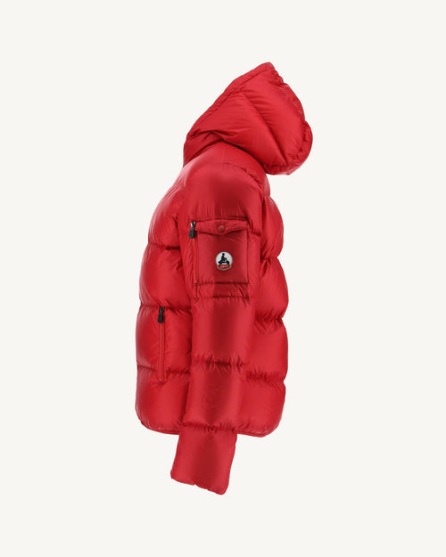 Red Hooded down jacket Java - JOTT UK - 5