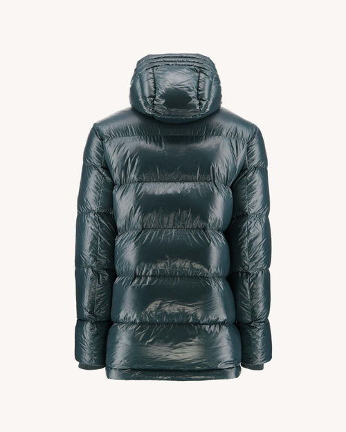 Dark Green Hooded lacquered down jacket Claus - JOTT UK - 3