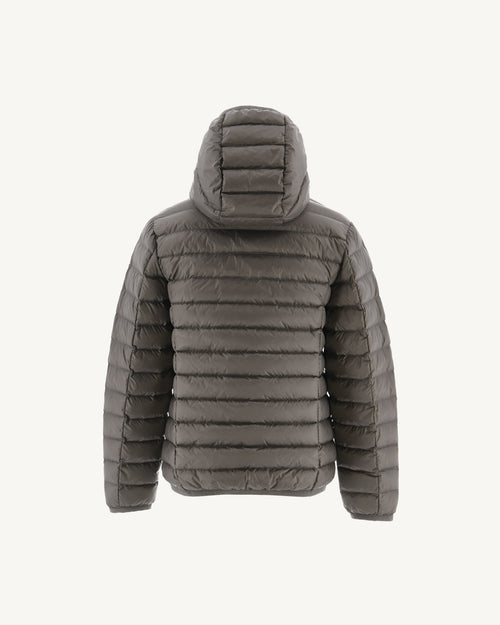 Taupe Hooded down jacket Hugo
