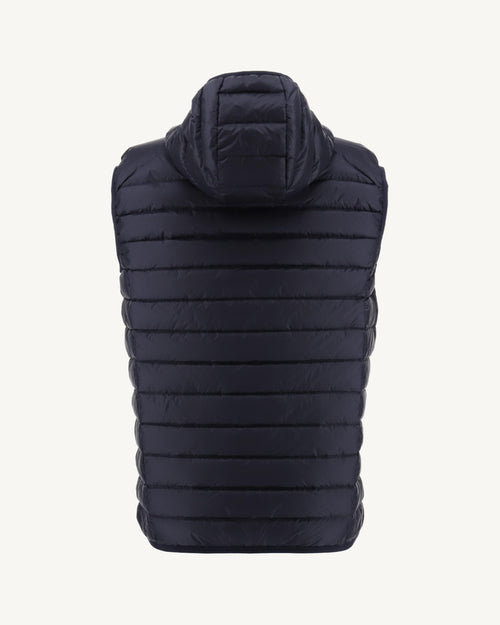 Navy Hooded sleeveless down jacket Pat