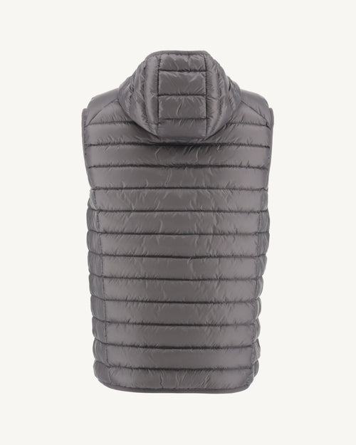 Anthracite Hooded sleeveless down jacket Pat