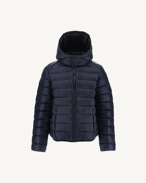Navy Hooded Down Jacket Gold