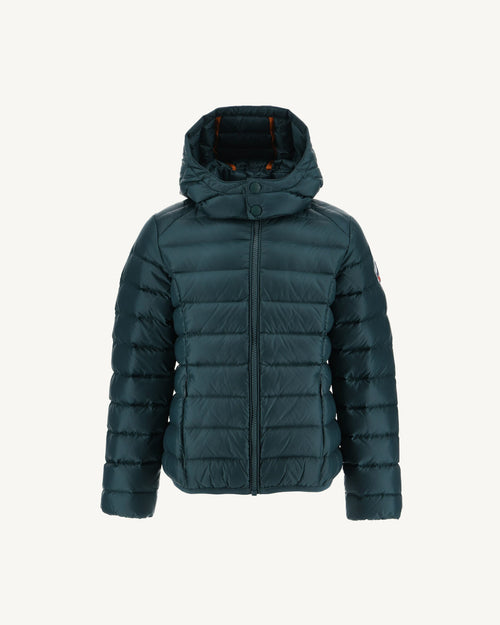 Dark Green Hooded Down Jacket Gold