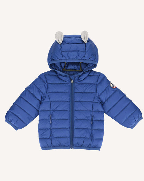 Dark Denim Hooded Down Jacket baby Mael