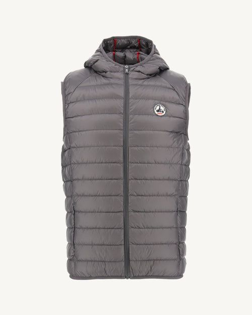 Anthracite Hooded sleeveless down jacket Pat