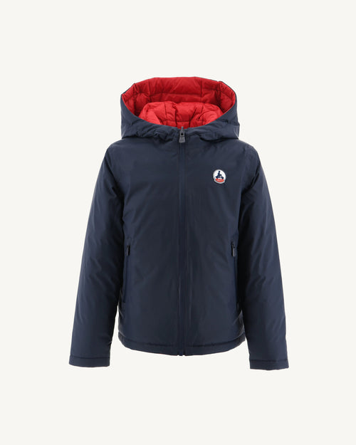 Navy Blue/Red Reversible Hooded Down Jacket Zurich - JOTT UK - 2