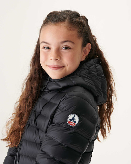 Black Hooded Down Jacket Opale - JOTT UK - 3