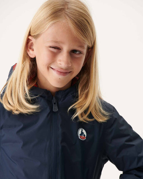 Navy Blue/Red Reversible Hooded Down Jacket Zurich - JOTT UK - 3