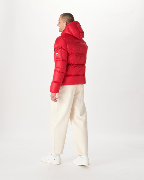 Red Hooded down jacket Java - JOTT UK - 4