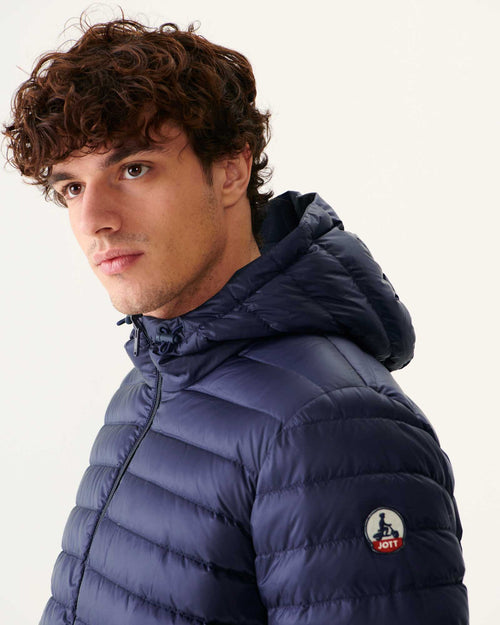 Navy Amsterdam long reversible hooded puffer jacket - JOTT UK - 5