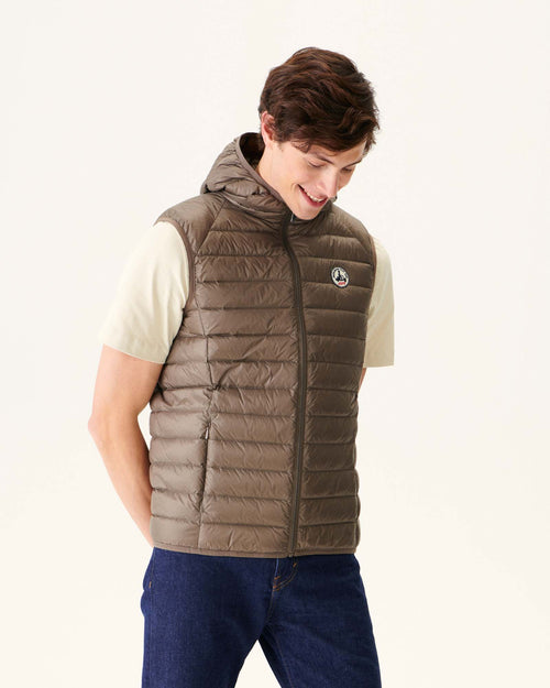 Taupe Hooded sleeveless down jacket Pat - JOTT UK - 2