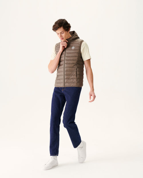 Taupe Hooded sleeveless down jacket Pat - JOTT UK - 5