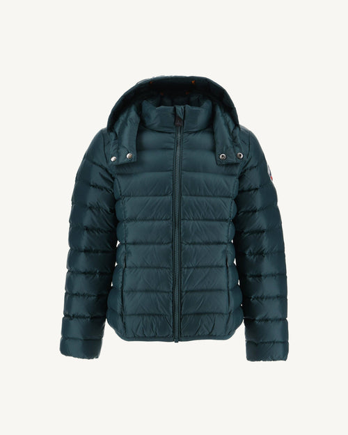 Dark Green Hooded Down Jacket Gold - JOTT UK - 2