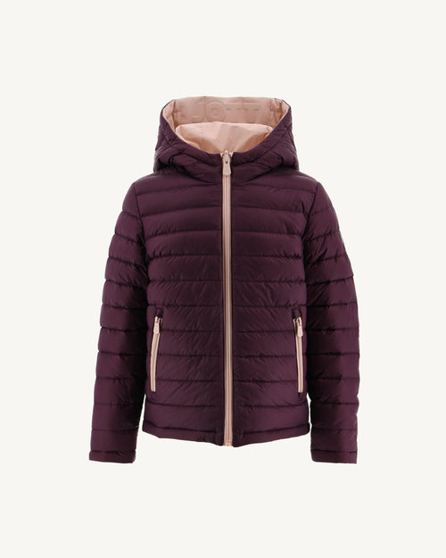 Light Pink/Aubergine Reversible Hooded Down Jacket Zurich - JOTT UK - 2