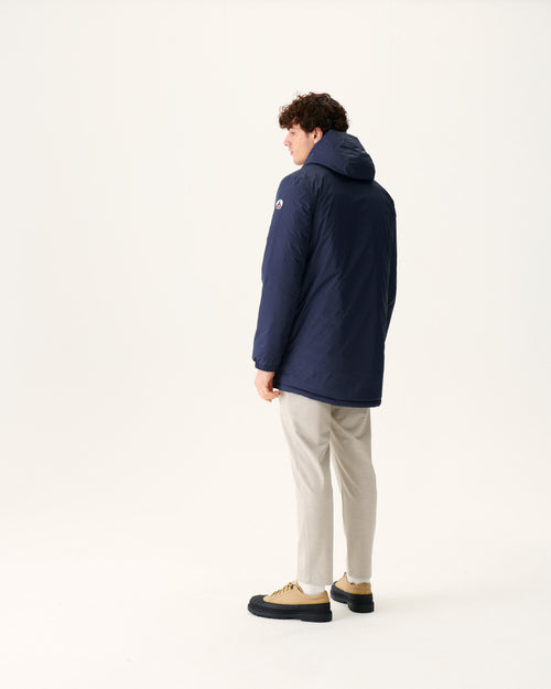 Navy Amsterdam long reversible hooded puffer jacket - JOTT UK - 3