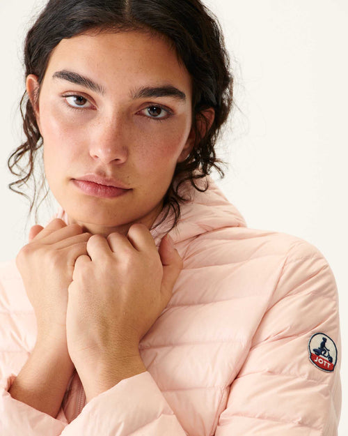 Lightweight hooded down jacket Soft pink Cloe - JOTT UK - 3